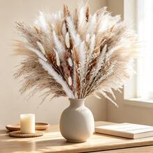 Pampas Grass Bouquet (60 Stems) – Dried Flower Decor & Reed Grass Bouquet – Perfect DIY Material For Boho Vases In Living Room & Bedroom - 60pcs - View 1