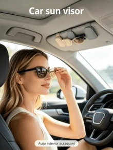 Car Sun Visor Glasses Holder, Car Glasses Storage Rack, In-Car Glasses Storage Holder, Suitable For Portable Travel Essentials, Practical Women's Car Accessories, Holiday Gift Set - Multicolor - View 2