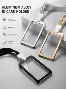 2/5pcs Aluminum Alloy Badge Holder With Lanyard, Heavy Duty Metal Card Holder With Transparent Window Protective Shell, Professional Name Tag Holder, Suitable For Office Employees, Teachers, Schools, Exhibitions, Trade Shows, Work Accessories - Multiple Specifications - View 3