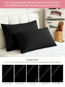 HONEYMOON 1pc Solid Color Pillowcase - 100% Polyester Fabric Soft Breathable Wrinkle-Resistant Envelope Closure No Filling - Suitable For Home Dorm Sofa, Black - Black - View 7