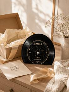 Personalized Zodiac Vinyl Record Night Light, Custom Name Star Sign LED Lamp, Virgo Constellation Birthday Decor, Custom Date Astrology Gift, Warm Backlit Bedroom Table Light, Unique Celestial Keepsake For Her, Friends And Family - Multicolor 5 - View 3