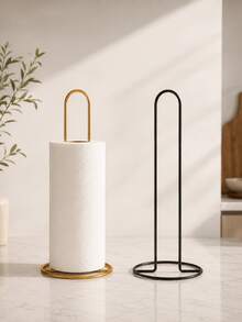 Metal Vertical Paper Towel Holder, Freestanding Countertop Roll Dispenser With Round Base, Modern Kitchen Dining Table Paper Towel Storage Rack, Suitable For Home Essentials, Kitchen Countertop, Dining Table, Bathroom And Home Decor - Multicolor - View 2