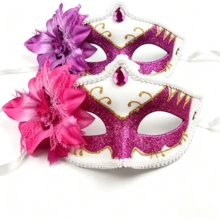 Half Face Princess Masquerade Mask, Halloween Photography Party, COS Prop, New Holiday Painted - Multicolor - View 3