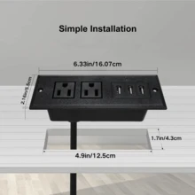 Embedded Power Strip With 2 AC Outlets, 3 USB-A Ports (5V 2.1A), 1.5m Extension Cord, LED Indicator Light, Multi-Scenario Desktop Charging Station, Suitable For Home, Office, Dorm, Bedside, Kitchen Countertop - US B Type Plug(110-127V) - View 2