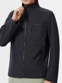 CAMEL CROWN Women's Autumn Outdoor Windproof Slim Fit Softshell Jacket With Triple Protection - Phantom Black - View 4