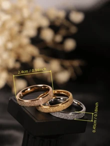 1pc Minimalist Matte Finish Ring, 4mm Wide, Stainless Steel In Gold, Silver, Rose Gold, Suitable For Everyday Wear - Silver - View 7