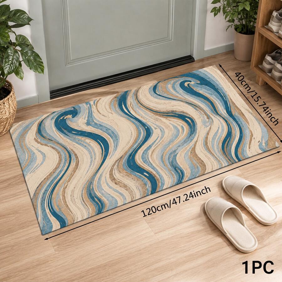 Minimalist Striped Print Long Runner Rug, Indoor Home Decor, Kitchen Runner, Entryway Doormat, Hallway Entrance Decor, Bedroom Bedside Rug, Living Room Rug, Laundry Room Mat, Bathroom Bath Mat, Suitable For Apartment, Dorm And Home Daily Decor - Multicolor - View 1