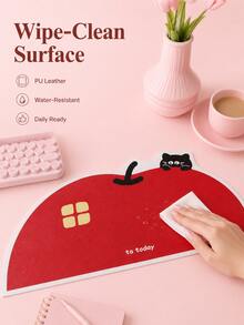 1pc Cute Cartoon Black Cat Pattern Large Desk Mat, Waterproof PU Leather Non‑Slip Mouse Pad, Aesthetic Desktop Protector For Home Office Dorm - Multiple Styles - View 4