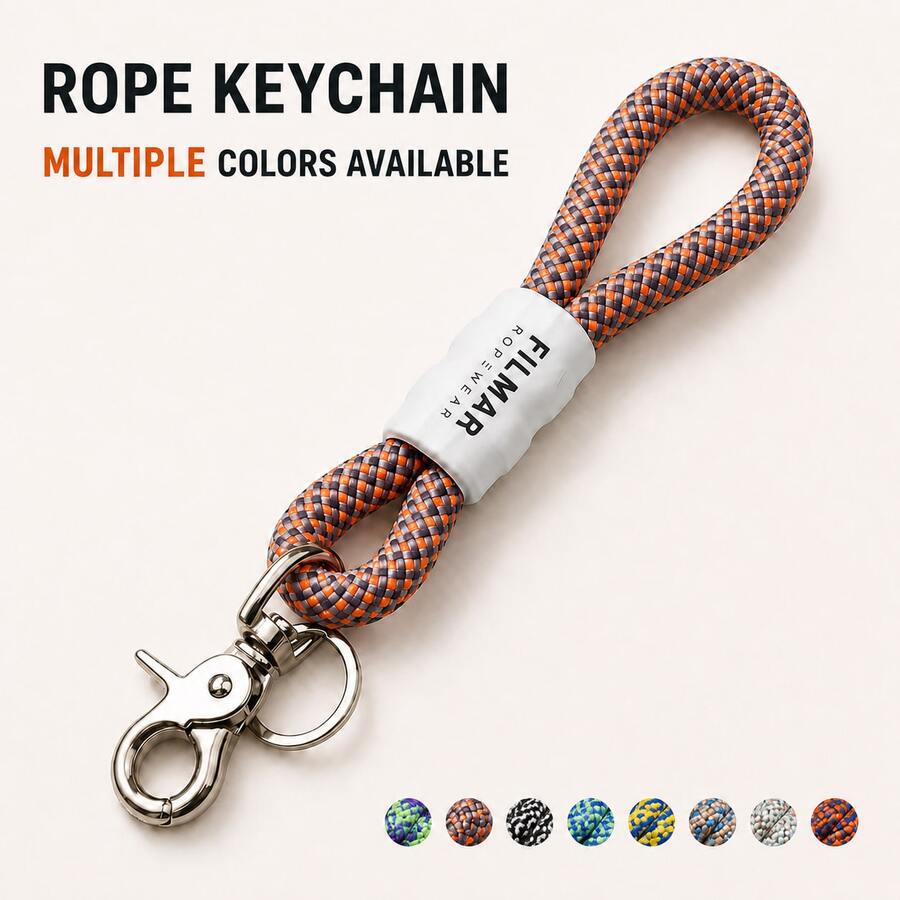 Multifunctional Braided Rope Keychain 10-In-1 Wrist Strap, Equipped With Heavy Duty Climbing Carabiner Clip, Suitable For Camping Hiking Outdoor Daily Use, Men & Women Outdoor Enthusiasts, EDC Durable Hanging Rope, Camera Water Bottle Key Earphone Case Bag Pendant - Multicolor - View 1