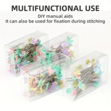 50/100pcs Flat Head Bear Buttons Hand Sewing Needles Flat Straight Pins With Box Quilt Pins Butterfly Head Patchwork Pins Sewing Straight Push Pins Bulk DIY Sewing Craft - Multicolor - View 4