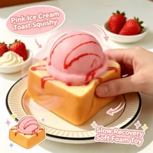 Realistic Ice Cream Toast Squishy Slow Rebound Soft Rubber Stress Relief Toy, Cute Model Desktop Decoration, Creative Stress Relief Gift - Multicolor - View 4