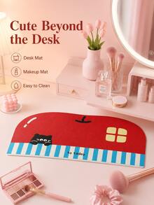 1pc Cute Cartoon Black Cat Pattern Large Desk Mat, Waterproof PU Leather Non‑Slip Mouse Pad, Aesthetic Desktop Protector For Home Office Dorm - Multiple Styles - View 6