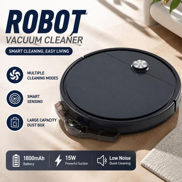 Aspiradora Robot Inteligente Limpieza Completamente Automática, Potente Succión Limpieza Profunda de Alfombras y Pisos, Larga Duración de Batería Duradera y Confiable, Esencial para la Limpieza del Hogar, Ahorra Tiempo y Esfuerzo
