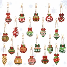 12/20pcs Holiday 5D DIY Diamond Painting Christmas Decoration Set - Vibrant Keychains With Round Diamonds, Snowflakes, Reindeer, Trees & More - Perfect For Holiday Decor And Crafting, Christmas Diamond Art, Christmas Decorations, Christmas Crafts. - A - View 6