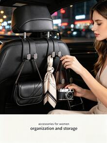 Fashionable Minimalist 2‑Fold Multi‑Functional Car Seat Storage Hook Stylish Car Accessories For Women,Practical Travel Essential,Efficient Organization And Storage,Suitable For Daily Car Interior Use,Road Trip Travel,Father's Day Gift - Multicolor - View 4