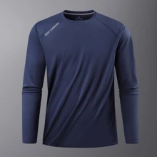 Men's Outdoor Long Sleeve Top, Raglan Sleeve Design, Regular Fit, Suitable For Outdoor Camping And Leisure Activities - Royal Blue - View 2