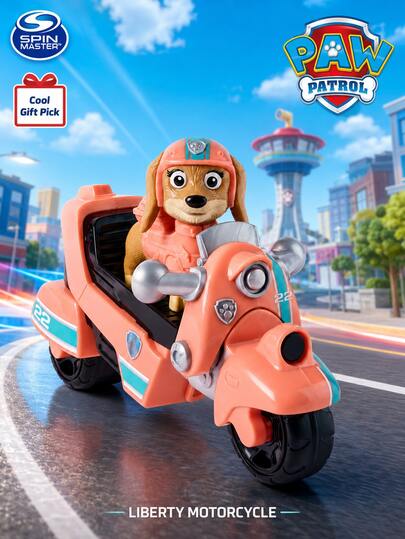 Spin Master Paw Patrol لعبة دراجة نارية متحولة من باو باترول ليبرتي، دراجة إنقاذ مرجانية مع شخصية ليبرتي قابلة للإزالة، رأس متحرك، عجلات دوارة واقعية، ألعاب مغامرات المدينة للمعجبين والمجمعين، هدية عيد ميلاد، هدية عطلة وهدية عيد الميلاد