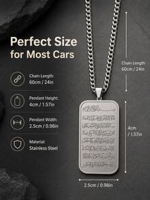Middle Eastern Style Islamic Religious Pendant Necklace, Unisex, Stainless Steel Material, Arabic Lettering Pendant, Perfect Gift For Eid And Ramadan Festivals - A - View 5
