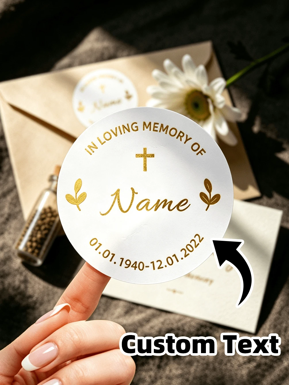 1/30/60/120pcs Customizable Round Memorial Stickers, Customizable Text, Suitable For Corporate Logo, Memorial Item Decoration, Invitation, Envelope, Gift Box. Ideal Gift For Parents, Friends, Couples, Bridesmaids And Groomsmen, Suitable For Anniversary, Wedding, Birthday - Multicolor 1 - View 1
