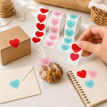 500pcs Heart Doodle Roll Stickers, 1 Inch Heart Shape, 3 Colors Available, Lively Healing Minimalist Ins Style, Perfect For Baking Gift Box Sealing, Souvenir Packaging, Scrapbooking, Children's Reward Stickers, Creative Express Packaging, Market Stall Decoration - Multicolor - View 2
