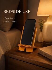 1PC Minimalist Retro Wood Grain Rectangular Deep Walnut Color Desktop Phone Stand, Slanted Vertical Slot Design With Raised Base And Front Opening Detail, Suitable For Phone Vertical Display, Desktop Organization, Video Watching, Video Calling And Daily Message Viewing, Combines Support Display And Space-Saving Function, Suitable For Bedroom Bedside, Study, Office, Living Room, Dormitory, Front Desk And Home Desktop Use, Ideal As Birthday, Housewarming, Holiday Gift And Daily Office Home Accessory - A - View 8