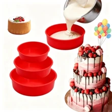 3PCS/Set Round Silicone Cake Molds, Home Oven Air Fryer Baking Tools, Can Make Chiffon Cake, Mousse, Cheesecake. Soft Silicone Non-Stick Design, Easy Release, Flexible And Durable, Supports Oven, Microwave, Freezer Use. Multiple Sizes Available, Stackable For Baking, Used To Make Multi-Layer Birthday Cake Bases, Easy To Clean, Dishwasher , Space-Saving Storage, Beginner-Friendly Baking, Home-Made Birthday Desserts, Essential DIY Baking Round Cake Mold. - View 13