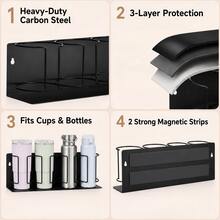 3/4 Cup Magnetic Storage Rack, Heavy Duty Carbon Steel Material, Strong Magnetic Cup Organizer, Multi-Functional Wall-Mounted Beverage Storage Rack, Suitable For Refrigerator, Kitchen, Bathroom, Toilet, Desk, Office, Camping Car, Garage, Wine Bottle, Mug, Insulated Cup - Multicolor - View 8