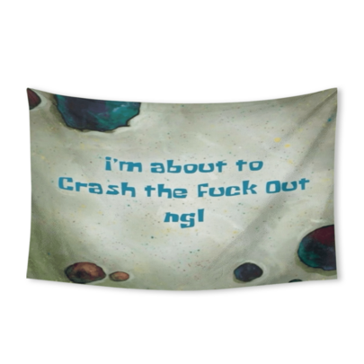 About To Crash Out NGL Tapestry, Paint Splatter Relatable Sarcastic Gen Z Quote Wall Hanging, Unhinged Dark Humor Meme Wall Decor For Bedroom Living Room University Dorm, Funny Edgy Room Decor Home Decor Flag, Gag Gift
