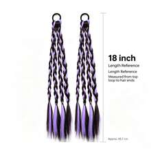 Pair Of Purple Highlighted Ponytail Boxing Braids, Dopamine Concert Style Braided Hair, Dreadlocks Hair Ties Hair Accessories - Violet Purple - View 2