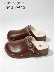 Women's Shoes: New Boken Ultra-Light Chunky Heel Loafers - Casual, Retro, Forest Style, Punk Style, Suitable For Dating, Vacation Essential - Brown - View 4