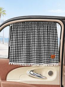 Universal Plaid Pattern Car Privacy Divider Curtain, Front And Rear Seat Divider Sunshade, Adjustable Blackout Screen, Suitable For SUV, Sedan, MPV, Car Sunshade, Anti-UV Window Curtain, Car Accessories, Car Decoration, Car Interior Accessories - A - View 13