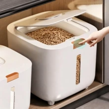 Tempat Penyimpanan Makanan Hewan Peliharaan Kedap Udara dan Tahan Lembap, Tutup Tekan, Jendela Transparan dan Desain Pengeringan, Wadah Tertutup Kapasitas Besar, Tempat Penyimpanan Makanan Kering Kucing dan Anjing Anti Hama, Stoples Penyimpanan Beras dan Barang Kering Multifungsi untuk Rumah Tangga - Kapasitas besar - View 7