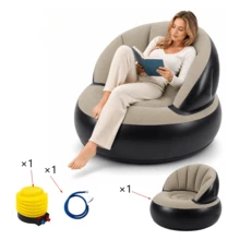 3pcs Set: 1 PVC Inflatable Sofa, 1 Air Pump, 1 Air Hose. PVC Outdoor Chair, Inflatable Chair, Foldable Portable Chair, Outdoor Goods, Home Decor, Inflatable Bean Bag Chair For Outdoor Use, Inflatable Camping Chair, Inflatable Lounge Sofa - Multicolor - View 1