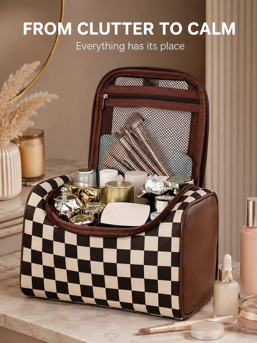 Ins Minimalist Storage Bag, High-Value Cosmetics And Toiletries Storage Bag, Suitable For Travel And Home Use Holiday Essentials Bag Wash Bag Makeup Bag Travel Essentials Travel Makeup Bag University Essentials Autumn Bag Organizer - Multicolor - View 1