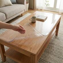 1pc 0.25Mm PVC High-End Transparent Table Mat Transparent Tablecloth Table Mat Protective Film 65 Degree Beveled Edge Deburring And Heat Resistant Soft And Smooth Thickened Desktop Protector Suitable For Home Hotel Dining Table Tablecloth Tea Table - Transparent - View 2