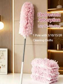 1pc Disposable Multi-Function 360° Double-Sided Electrostatic Duster, Extendable Dusting Tool For Sofa, Shelf, Car Interior And Home Corners, Lightweight Cleaning Tool Suitable For Busy Families, Pet Owners, Dorms And Vacation Home Cleaning - Pink - View 12