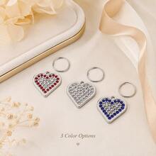 1pc Rhinestone Heart Charms With Split Rings, Sparkling Alloy Keychain Pendants For Bags, Keys, Pouches & DIY Accessories - Single Piece - View 5