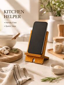 1PC Minimalist Retro Wood Grain Rectangular Deep Walnut Color Desktop Phone Stand, Slanted Vertical Slot Design With Raised Base And Front Opening Detail, Suitable For Phone Vertical Display, Desktop Organization, Video Watching, Video Calling And Daily Message Viewing, Combines Support Display And Space-Saving Function, Suitable For Bedroom Bedside, Study, Office, Living Room, Dormitory, Front Desk And Home Desktop Use, Ideal As Birthday, Housewarming, Holiday Gift And Daily Office Home Accessory - A - View 7