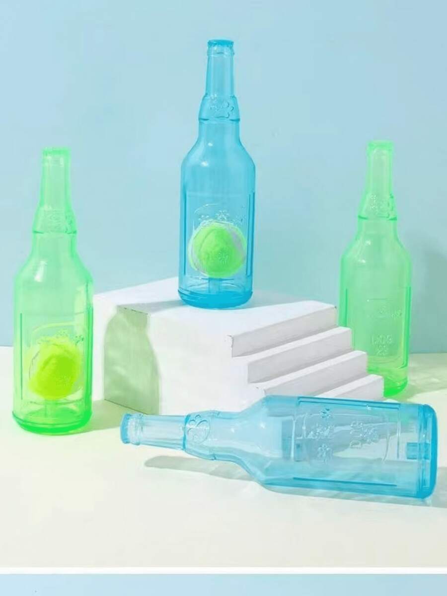 1件裝 葡萄酒瓶造型寵物發聲咬咬玩具,內置網球互動設計,耐咬不傷牙,適合中大型犬,緩解無聊與自我娛樂的咀嚼玩具 - 彩色 - 查看 1