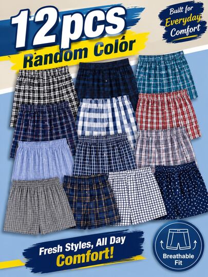 Men's Long Leg Boxer Shorts Woven Fabric Loose Comfortable Breathable Home Underwear Button Fly Design Simple Casual Boxers Daily Sleep Shorts