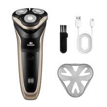 4D Rotary Electric Shaver For Men, Triple Floating Shaving Heads, LED Digital Display, USB Rechargeable Cordless Beard Razor, Portable Men Shaver, Gift For Father Husband - Multicolor - View 9