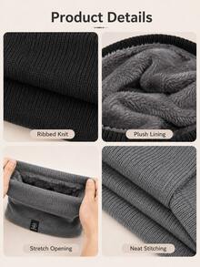 Classic Knitted Fabric Fleece Lined Neck Warmer, Plush Inner Layer With Ribbed Texture, 4 Colors Available, Unisex Pullover Style Scarf, Suitable For Cycling, Running, Hiking, Commuting, Skiing, Outdoor Sports, Cold Weather, Holiday Gifts, Winter Daily Wear - Multicolor - View 6