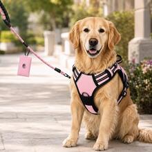 BVEOYPET 3pcs Adjustable Pink Or Black Dog Harness & Rope Dog Leash Set With Bag Pouch, Front & Back D-Rings & Top Handle, Puppy Essentials, Dog Accessories And Dog Stuff For Daily Walking, Medium & Large Dogs, S-XL - Multicolor - View 7