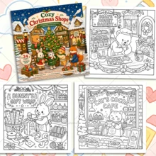 Cozy Christmas Shops Coloring Book, Cute Animal Shopkeepers Holiday Coloring Pages, 24 Pages Relaxing Winter Christmas Town Scenes, Bold Easy Lines Stress Relief Activity Book For Adults Teens, Perfect Christmas Gift For Coloring Lovers - Cozy Christmas Shop - View 7