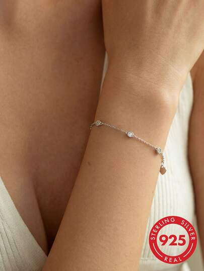 1 pièce Bracelet cercle bulle exquis en argent sterling S925, design de niche, atmosphère douce, accessoire quotidien pour femmes, cadeau pour meilleure amie, petite amie, anniversaire, vacances, trajet, rendez-vous, voyage, tenue, bijoux d'atmosphère délicate