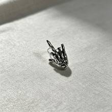 Asymmetric Ear Studs Cartilage Studs Helix Studs Demon Studs Punk Unisex Non-Fading Silver Piercing Jewelry Suitable For Halloween Christmas And Daily Wear - Silver - View 5