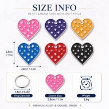 1Pc Colorful Enamel Heart Charms With Split Rings, Star Pattern Alloy Keychain Pendants For Bags, Backpacks, Keys & DIY Accessories - Single Piece - View 5
