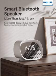 PHILIPS Bluetooth Speaker Smart Alarm Clock TAS2909 | High-Precision Display + Cross-Platform Compatibility | Built-In Battery For Long Lasting Usage, Perfect Companion For Bedroom & Office, White - White - View 1