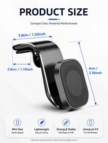 2pcs/1pc Car Air Vent Clip Magnetic Phone Holder, 360° Rotation, Designed For Navigation, Compatible With Multiple Car Models And Phones, Hands-Free Car Phone Mount, Car Accessories, 2026 Road Trip Essential - Clip-on Style - View 4