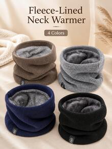 Classic Knitted Fabric Fleece Lined Neck Warmer, Plush Inner Layer With Ribbed Texture, 4 Colors Available, Unisex Pullover Style Scarf, Suitable For Cycling, Running, Hiking, Commuting, Skiing, Outdoor Sports, Cold Weather, Holiday Gifts, Winter Daily Wear - Multicolor - View 8